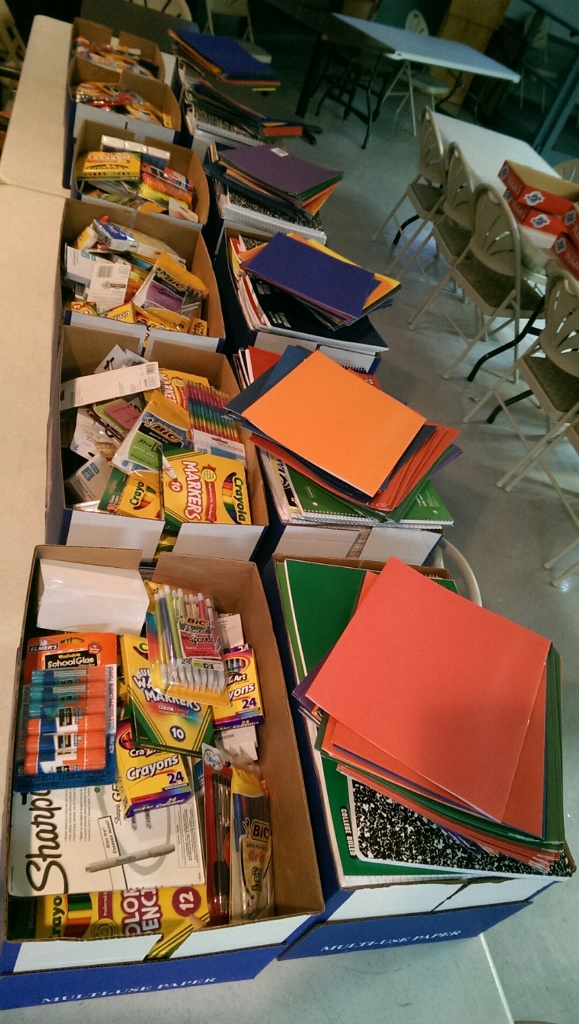 08-10-2014 So many donations for the School Supply Drive!